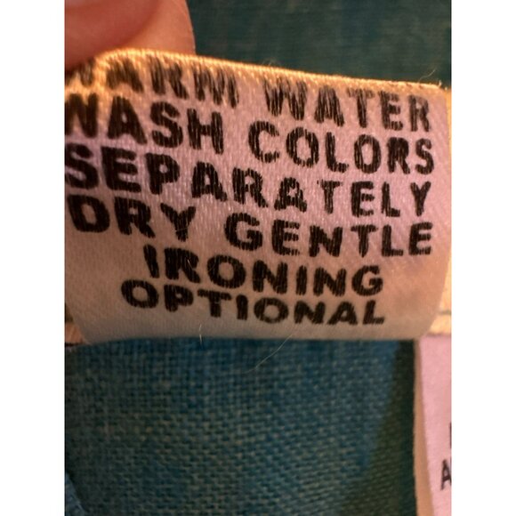 Flax Heathered Turquoise Linen Button Down Tunic Top Size M - Picture 4 of 6